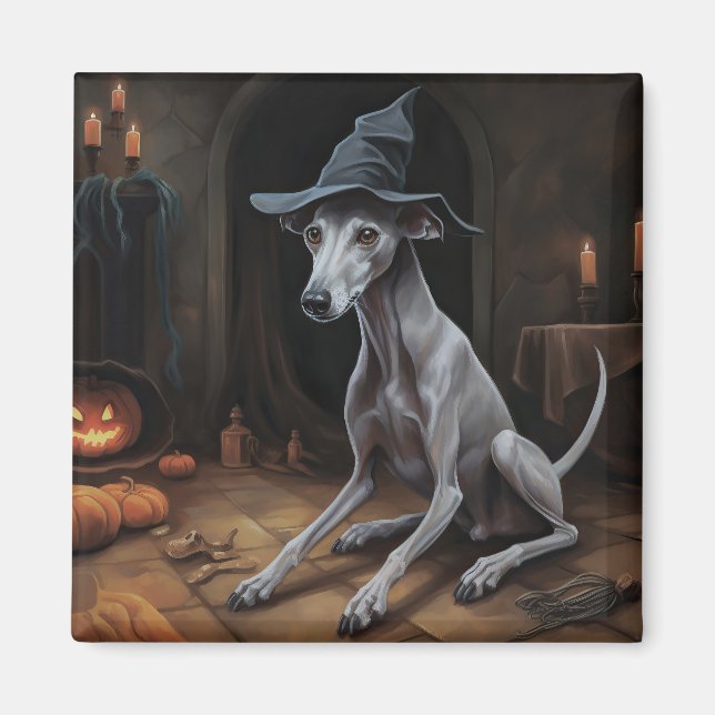 Italienisch Greyhound Pumpkins Halloween Beängstig Magnet (Vorne)