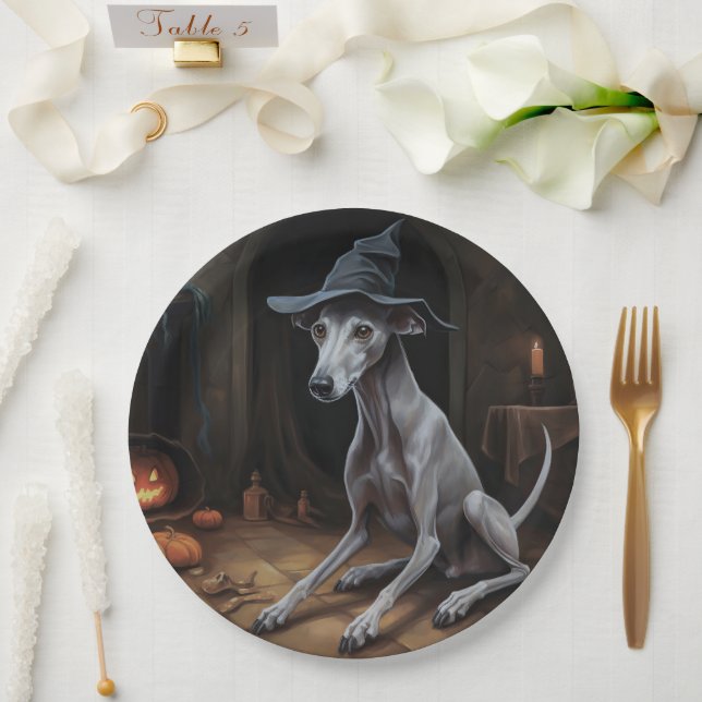 Italienisch Greyhound Pumpkins Halloween Beängstig Pappteller (Hochzeit)
