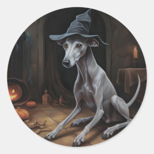 Italienisch Greyhound Pumpkins Halloween Beängstig Runder Aufkleber
