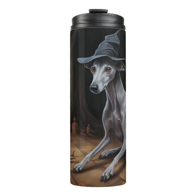 Italienisch Greyhound Pumpkins Halloween Beängstig Thermosbecher (Vorderseite)