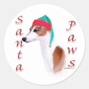 Italienisch Greyhound Santa Paws Runder Aufkleber
