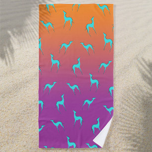 Italienisch Greyhound Silhouette Muster Ombre Farb Strandtuch
