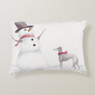 Italienisch Greyhound / Snowman Dog Art Pillow Dekokissen