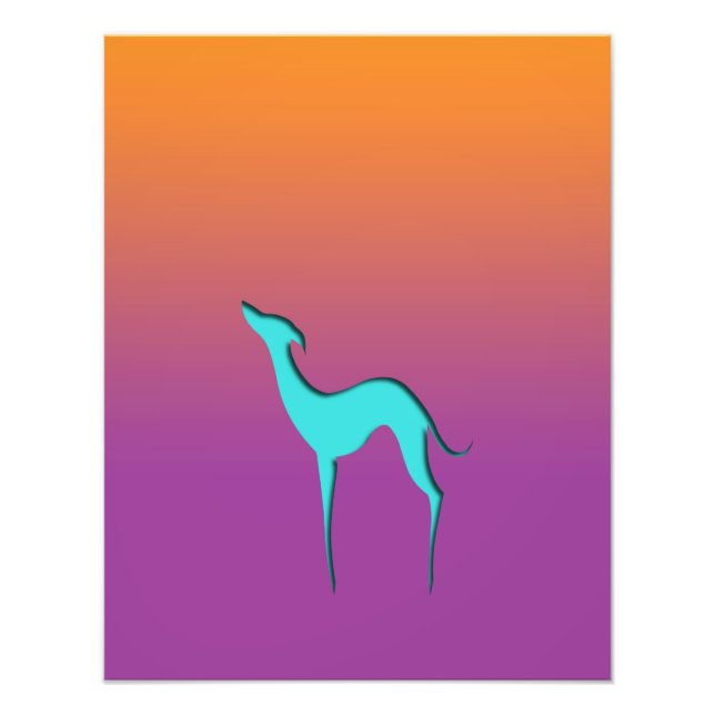Italienisch Greyhound Whippet blue Silhouette Ombr Fotodruck (Vorne)