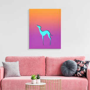 Italienisch Greyhound Whippet blue Silhouette Ombr Leinwanddruck