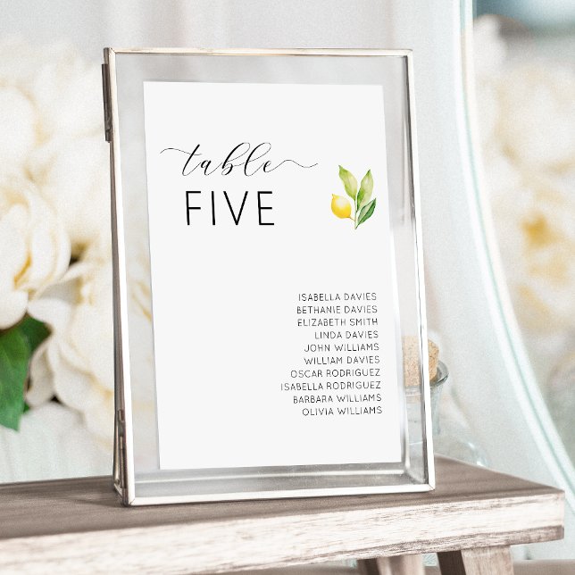 Italienisch Griechenland Lemon Citrus Hochzeitssti Tischnummer (Von Creator hochgeladen)