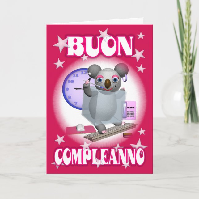 Italienisch Happy Birthday-Buon Compleanno - Koala Karte (Vorderseite)