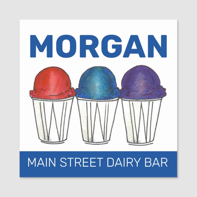 Italienisch Ices Sno Cone Shaved Ice Piragua Namensschild (Vorderseite)