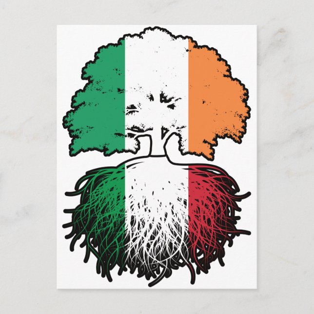 Italienisch-irische Tree-Roots-Flagge Postkarte (Vorderseite)