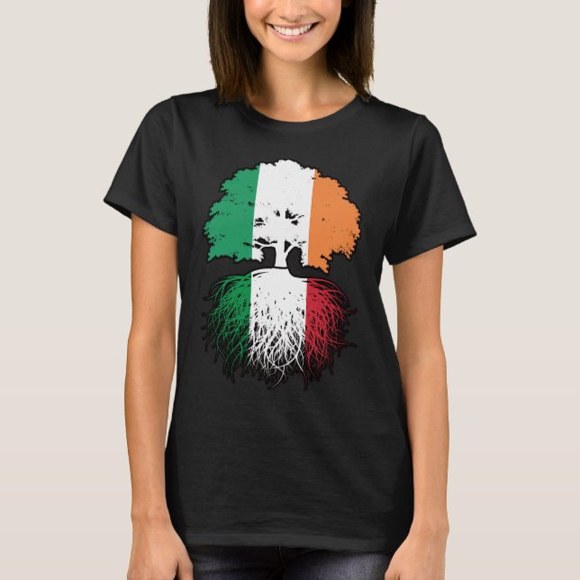 Italienisch-irische Tree-Roots-Flagge T-Shirt (Vorderseite)