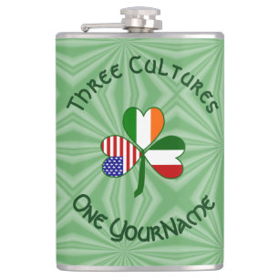 Italienisch Irish American Flags Kleeblatt Ihr Nam Flachmann