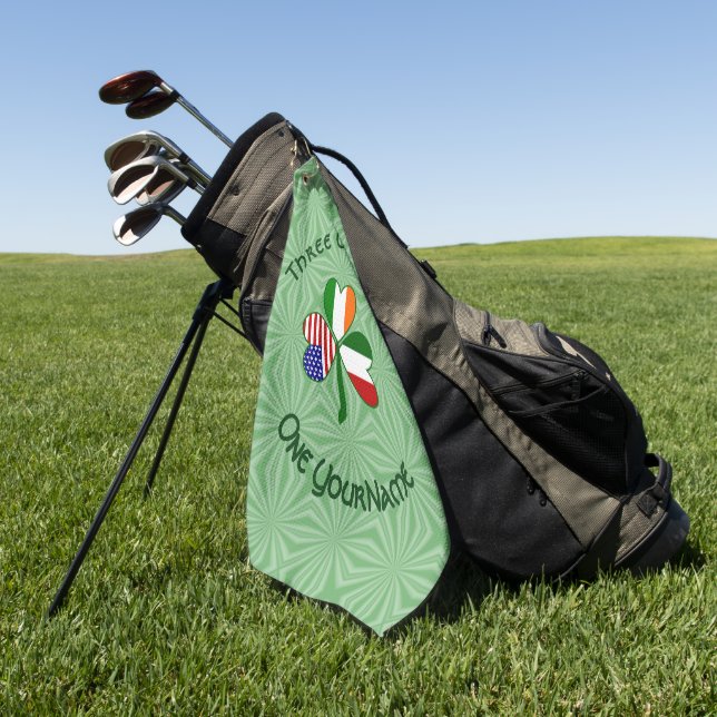 Italienisch Irish American Flags Kleeblatt Ihr Nam Golfhandtuch (Gras)
