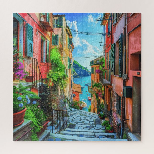 Italienisch-italienische Seepromenade Cinque Terre Puzzle (Vertikal)