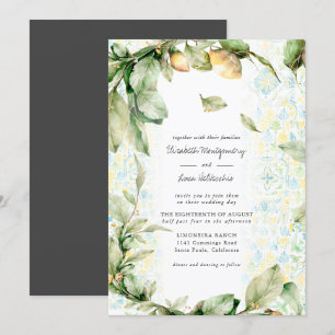 Italienisch Lemon Grove   Boho Botanical Wedding Einladung