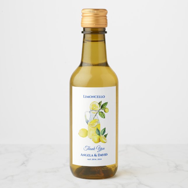 Italienisch Lemon Mini Limoncello Wedding Weinetikett (Vorderseite)