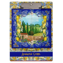 Italienisch Majolica blauen Fliesen Zitrusmonogram