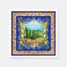 Italienisch Majolica blauen Kacheln Zitrusfrüchte Serviette