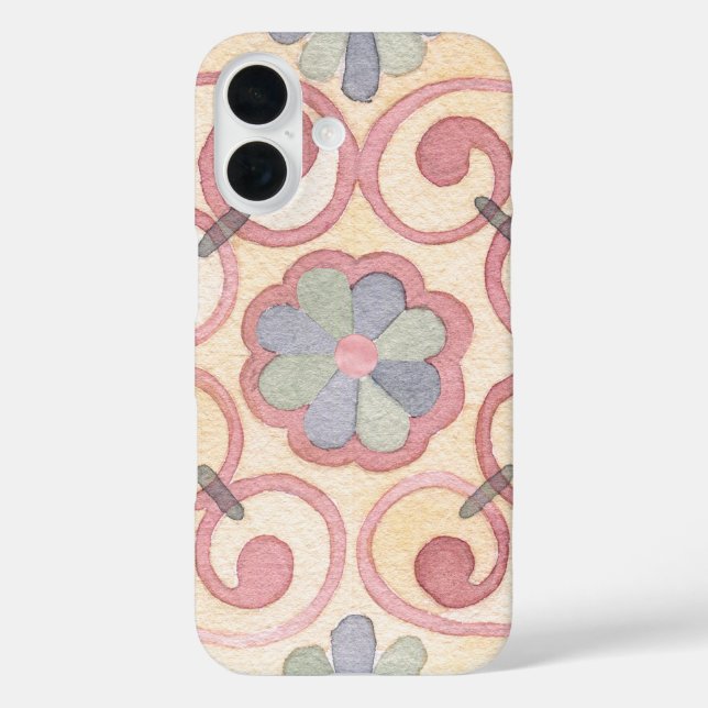 Italienisch Majolica Pink Flora Aquarell Case-Mate iPhone Hülle (Rückseite)