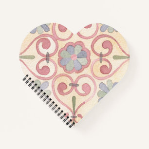 Italienisch Majolica Pink Flora Aquarell Notizbuch