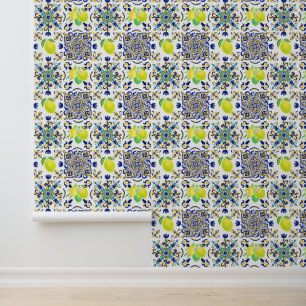 Italienisch Majolica Style Lemon Tile Muster Tapete
