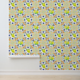 Italienisch Majolica Style Lemon Tile Muster Tapete