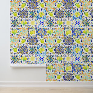 Italienisch Majolica Style Lemon Tile Muster Tapete