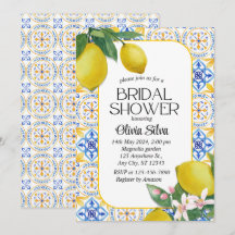 Italienisch-mediterrane Lemon Tile Bridaldusche