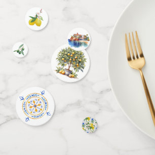 Italienisch-mediterranes Hochzeitstisch Konfetti