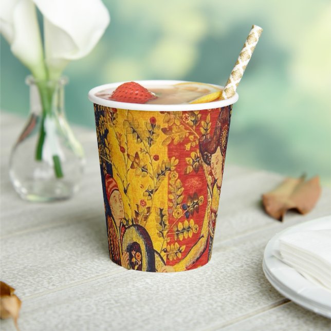 Italienisch Rot Gelb Chinoiserie Pappbecher (In Situ)