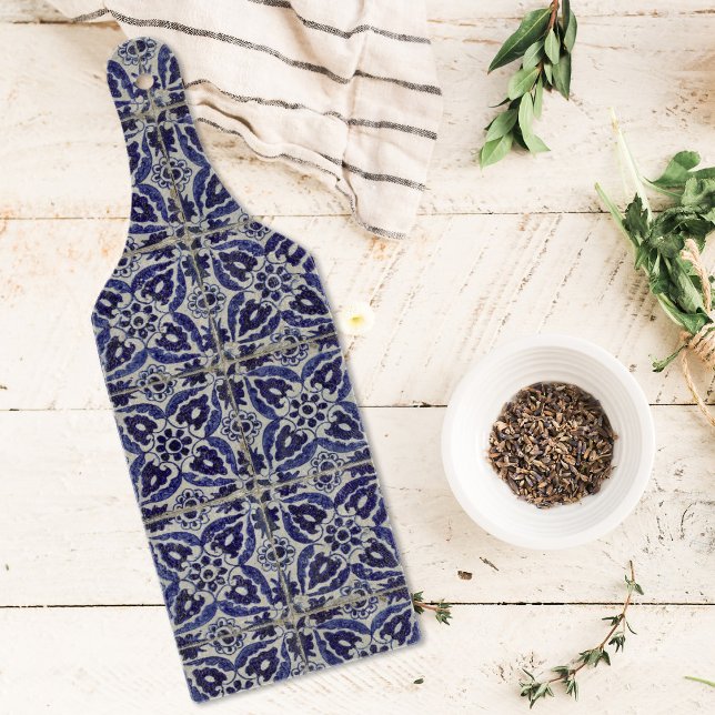 Italienisch-rustikale Tiles Azulejo Blue White Geo Schneidebrett (Von Creator hochgeladen)