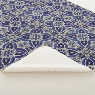 Italienisch-rustikale Tiles Azulejo Blue White Geo Sherpadecke