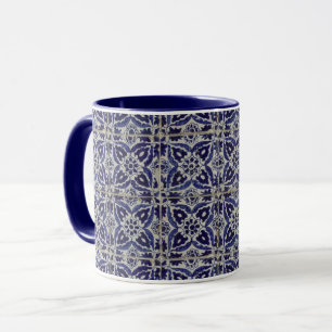 Italienisch-rustikale Tiles Azulejo Blue White Geo Tasse