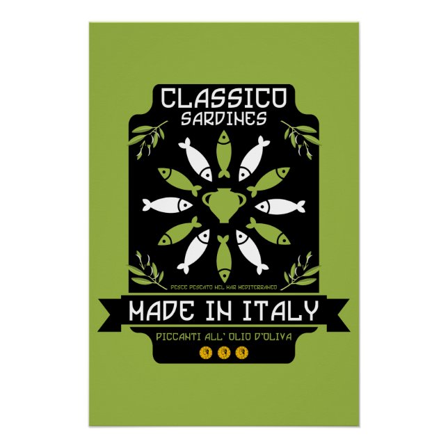 Italienisch Sardine Art Print Kitchen Geschenk Poster (Vorderseite)