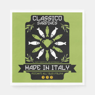 Italienisch Sardine Art Print Kitchen Geschenk Serviette