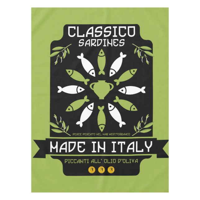 Italienisch Sardine Art Print Kitchen Geschenk Tischdecke (Vorderseite)
