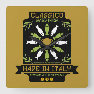 Italienisch Sardinien Art Printing Kitchen Geschen Quadratische Wanduhr