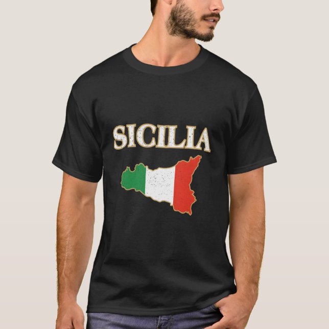 Italienisch Sicily Map Sicilia Sicilian T-Shirt (Vorderseite)