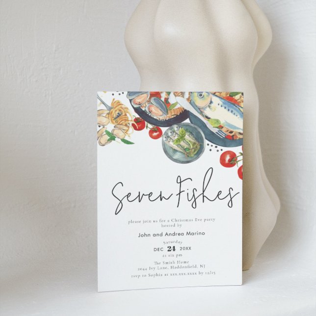 Italienisch Sieben Fische Weihnachten Party Einladung (Von Creator hochgeladen)