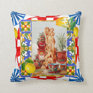 Italienisch,sizilianische Kunst,Maiolica,Fliesen,b Kissen