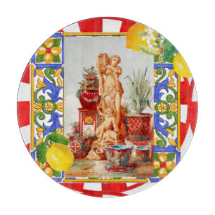 Italienisch,sizilianische Kunst,Maiolica,Fliesen,b Schneidebrett