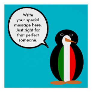 Italienisch sprechende Ms Penguin Personalisiert Poster
