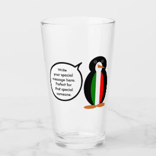 Italienisch sprechende Ms. Pinguin-Personalisierun Glas