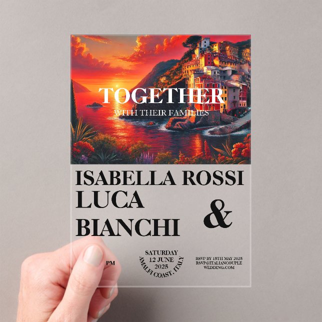 Italienisch Sunset Coastal Bold Wasserfarbe Landsc Acryleinladungen (Insitu (Handheld))