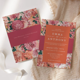 Italienisch Sunset Modern Floral Wedding Einladung