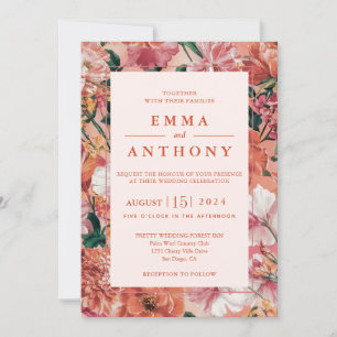 Italienisch Sunset Modern Floral Wedding Einladung