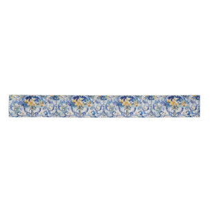 Italienisch Tile Blue n White Yellow Flowers Decou Satinband