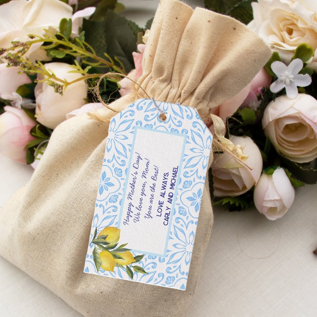 Italienisch Tiles Lemons Personalisierter Mutterta Geschenkanhänger (Von Creator hochgeladen)