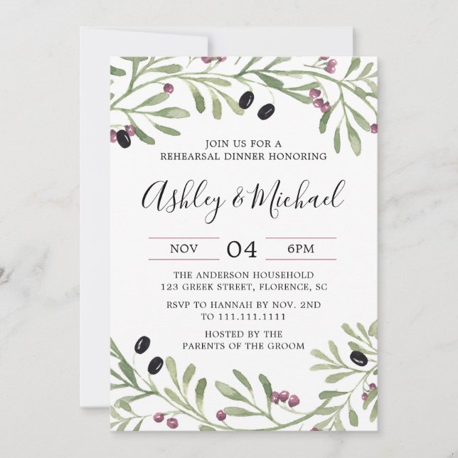 Italienisch Toskanische Probe Abendessen Einladung (Vorderseite)