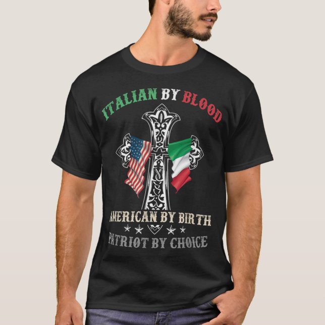 Italienisch von Blood American von Birth Patriot v T-Shirt (Vorderseite)