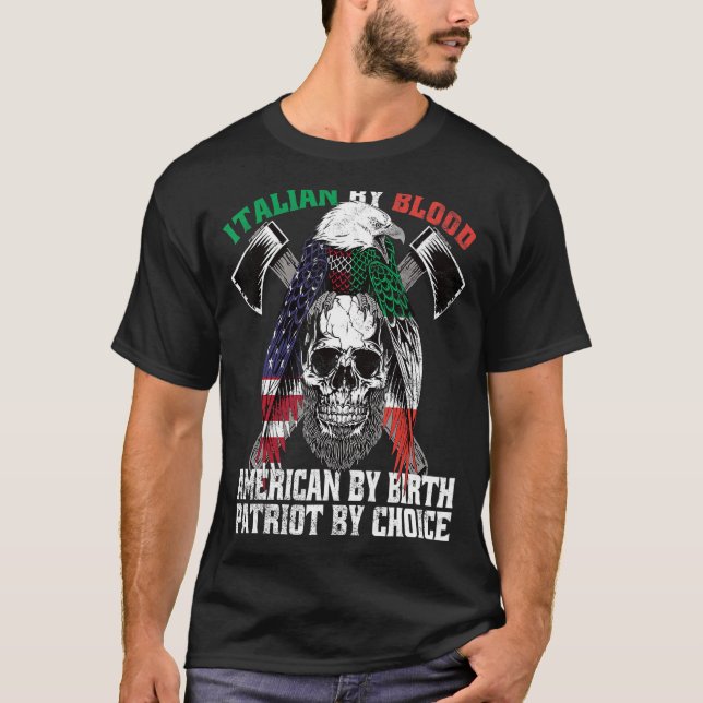 Italienisch von Blood American von Birth Patriot v T-Shirt (Vorderseite)